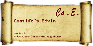 Csatlós Edvin névjegykártya